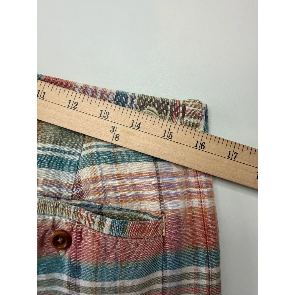 Tommy Bahama Mens Plaid Linen Tencel Shorts Multicolor Flat Front Size 33